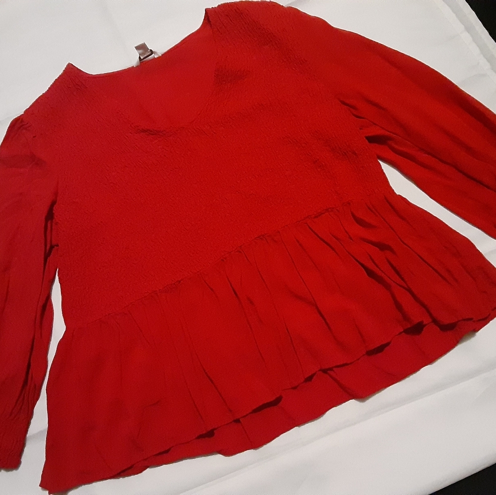 ❤3/$15 Cato Est. 1946 Red Long Sleeve Blouse - Picture 2 of 6
